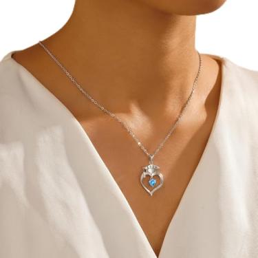 Imagem de Presentes de formatura para sua faculdade 2025, colar com pingente de pedra de nascimento de coração de prata, presente de formatura inspirador, presentes de formatura de faculdade para irmã e