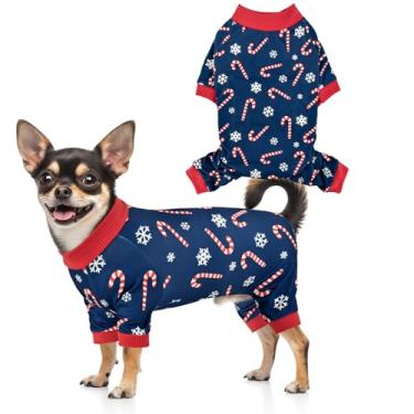 Imagem de CooShou Pijama de Natal para cachorro, macacão macio para animais de estimação, roupa de fantasia para cães pequenos, médios e grandes, padrão P