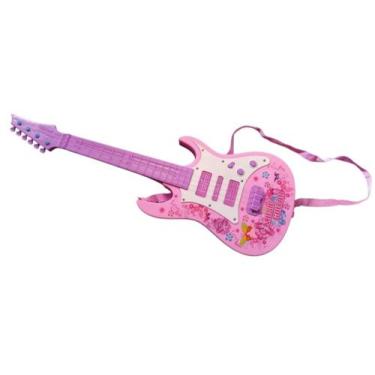 Imagem de Guitarra Musical Eletrica Star Rock Show Rosa Com luzes e Som Infantil