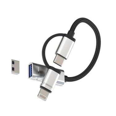 Imagem de Adaptador USB C Lightning OTG (2 em 1) Porta USB 3.0 fêmea para iPhone 16 15 14 Pro para iPad MacBook Flash Drive tipo C adaptador de cabo de carregador compatível com câmera Samsung Android