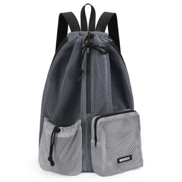 Imagem de Mochila de natação WANDF Mesh Drawstring Wet Pocket Grey