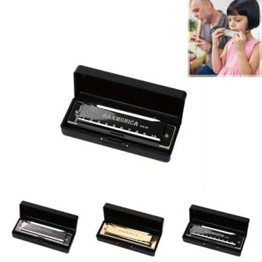 Imagem de Gaita de titânio de 10 furos com furos numerados, instrumento para iniciantes, afinação C, adequada para festas e feriados, preta