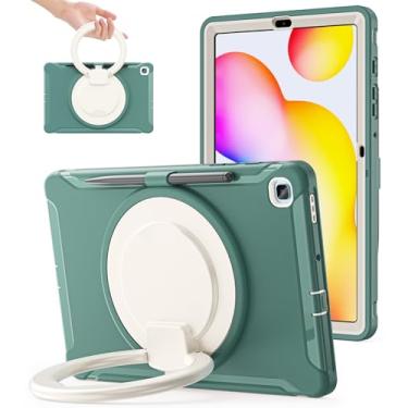 Imagem de BATYUE Capa para Samsung Galaxy Tab S6 Lite 10,4 polegadas 2024/2022/2020 (SM-P610/P613/P615/P619/P620/P625/P627), capa protetora robusta com suporte, para crianças, meninos, meninas, verde esmeralda