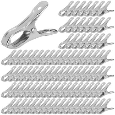Imagem de SINJEUN 200 peças de clipes de jardim de aço inoxidável de 5 cm, grampos de estufa com abertura grande de 2,5 cm, clipes de jardim para cobertura de plantas em aros de jardinagem
