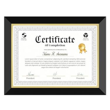 Imagem de Heimlove Molduras de certificado de diploma de 20 x 27 cm, moldura preta e dourada para documentos com acrílico transparente para exibição de parede, moldura de ensino médio/faculdade, presente de