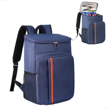 Imagem de Mochila Térmica 18L Cooler Impermeável Revestimento em Alumínio Praia Camping Piquenique Marmita Zíper Duplo (Azul)