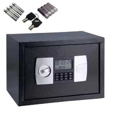 Imagem de Cofre Eletronico Digital Grande Senha Chave Porta Documentos Armas Display Lcd Bandeja Chumbadores Com Suporte De Parede