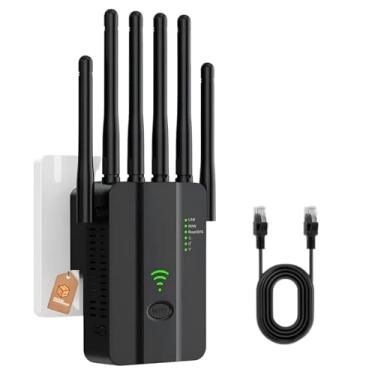 Imagem de Repetidor e Extensor de Sinal WiFi 1200 Mbps com 6 Antenas – Alcance Estendido para Casa e Escritório, Elimina Pontos Mortos com Sinal Estável