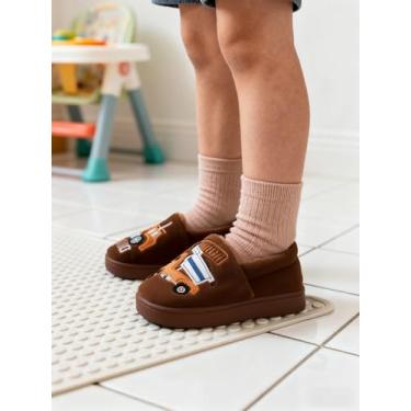 Imagem de Pantufas quentes para meninas, meninos, crianças, crianças, inverno, uso interno, casa, sapatos, Café, 13.5-14 Little Kid