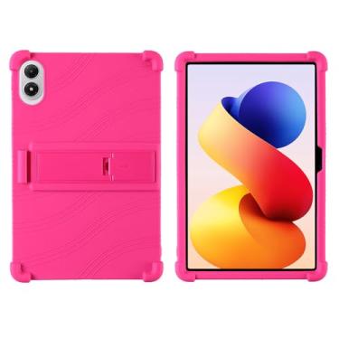 Imagem de QYiiD Capa para Xiaomi Redmi Pad 2 Pro 12,1 polegadas 2025, capa dobrável de silicone leve para crianças, proteção contra choque macio, rosa