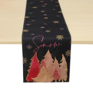 Imagem de Generic 1 peça de caminho de mesa de Natal dourado aparado árvore de Natal linho rosa preto dourado tom 183 cm x 33 cm