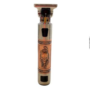 Imagem de Máquina de Cortar Cabelo Profissional, Metal, Recarregável USB, 3W, com 4 Pentes Guia, Lâmina T, Design Caveira Retro, 15x2.5x2.5cm, Bateria 2h