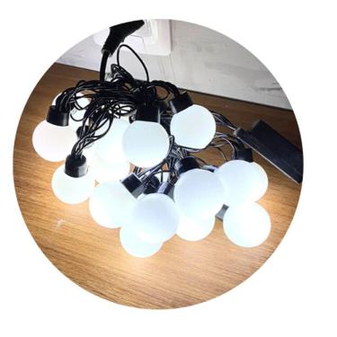 Imagem de Cordão De Lâmpadas De Led Pisca Formato Bolinha 4 Metros 8 Funções Natal Tomada Branco