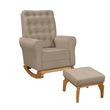 Imagem de Poltrona De Amamentação E Balanço Páris C/ Puff Veludo Capuccino