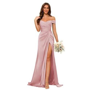 Imagem de Vestido de dama de honra Dessiny Dusty Pink Satin Mermaid US26W