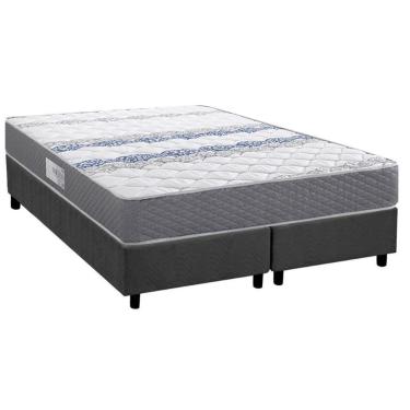 Imagem de Cama Box Queen: Colchão Ortopédico Herval D60 - Ag65 Timeless + Base Crc Suede Gray (158x198)