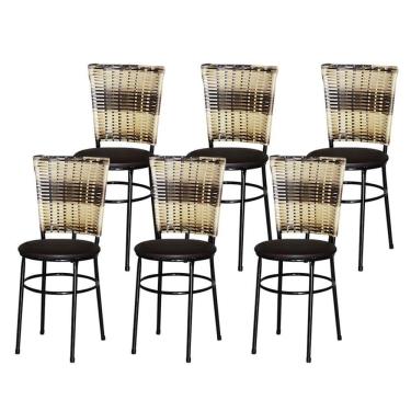 Imagem de 6 Cadeiras Para Mesa Preta Hawai Cappuccino Premium Marrom