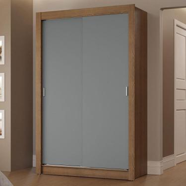 Imagem de Guarda-roupa Solteiro 2 Portas Correr 2 Gavetas Rustic/cinza