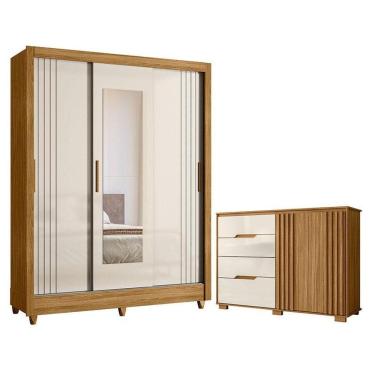 Imagem de Guarda Roupa Casal Bolívia E Cômoda Texas Freijó Off White - Moval