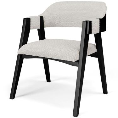 Imagem de Cadeira Para Sala De Jantar E Estar Living Estofada Suran L02 Preto Bouclê Cru - Lyam