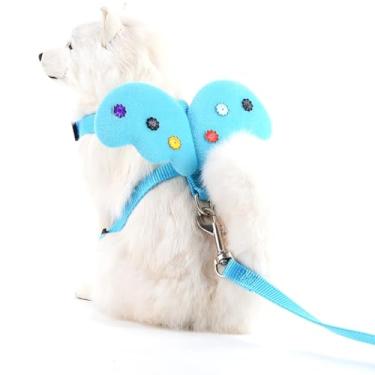 Imagem de Coleira ajustável para cães com asas fofas para treinamento e caminhada – respirável, peitoral decorativo para filhotes