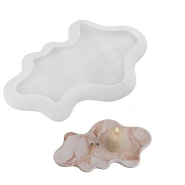 Imagem de Molde grande de silicone irregular, molde de bandeja de armazenamento de placa de joias em forma de nuvem, molde de fundição epóxi para decoração de casa