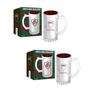 Imagem de Kit 2 Caneca Vidro Reforçado Metalic 480Ml Cerveja