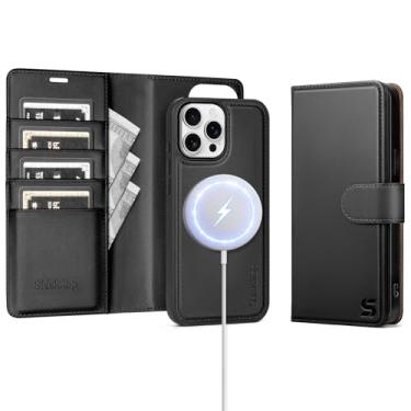 Imagem de Shieldtop Compatível com Magsafe Magnetic 2 em 1 Destacável iPhone 13 Pro Max Capa Carteira Titular de Cartão, Mulheres Homens, Couro PU Bloqueio RFID Flip Slots Cartão de Crédito Kickstand, para