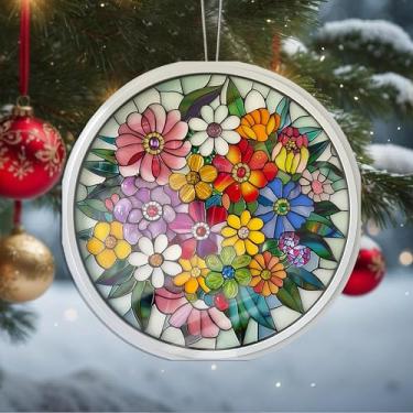 Imagem de Enfeites de Natal, flores de cristal, enfeites de árvore de Natal feitos à mão, decoração de carro e casa - presentes de Natal, decoração de artesanato em acrílico, ideias de troca de presentes para