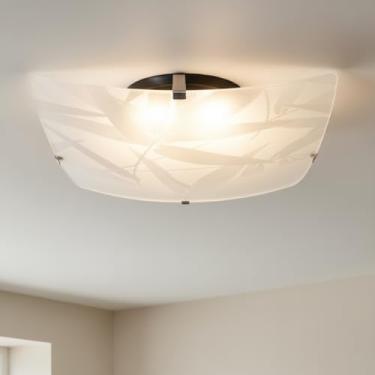 Imagem de Lustre Plafon Sobrepor Para 2 Lampadas Vidro Quadrado 25X25 Luminaria De Teto