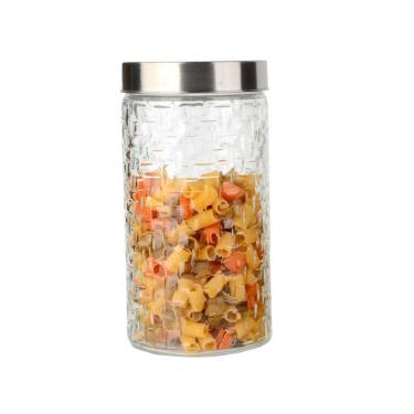 Imagem de Pote Vidro Rattan Tampa Inox 1700ml Class Home