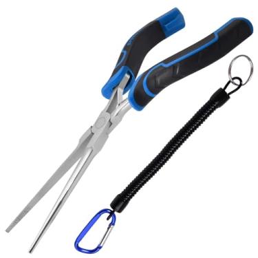 Imagem de SPEEDWOX Mini alicate longo de ponta de agulha de 17 cm com aderência confortável - Alicate de ponta fina extralongo com cordão de mandíbula serrilhada para fabricação de joias, embrulho de arame