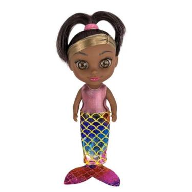 Imagem de Boneca 3 em 1 Sereia Fada e Bailarina, Vestido Rosa, Cauda Brilhante Multicolorida, Brinquedo Transformável para Meninas