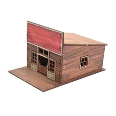 Imagem de oshhni Kit de modelo de construção de cidade em escala 1/72, quebra-cabeças 3D de madeira, montagem fácil, para montar cenários em mesa de areia, Bar