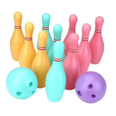 Imagem de oshhni Conjunto de boliche infantil pequeno com 10 pinos e 2 bolas para brincar ao ar livre, ideal para festas no jardim, lembrancinhas e atividades na