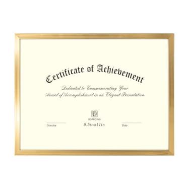 Imagem de BOARDING Moldura de diploma 20 x 28 cm Moldura de certificado de documentos para mesa e exibição de parede, 1 pacote (ouro)