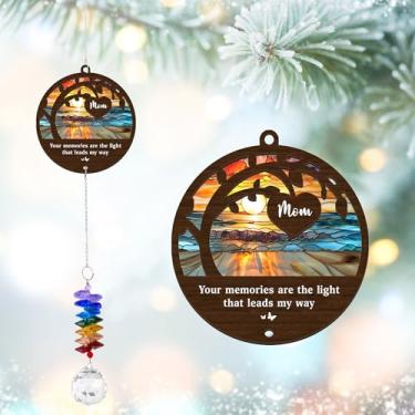 Imagem de GIFTELIX Ornamento Suncatcher - MOM Your Memories are The Light - Presente memorial para perda da mãe - Presentes de luto de simpatia para filho e filha - Ornamento de apanhador de sol de cristal para