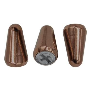 Imagem de Soundspire Pacote com 3 pontas de interruptor de captador de 5 vias de metal marrom vermelho, tampa de botão de guitarra de latão para telecaster Fender Strat, peças de reposição de interruptor