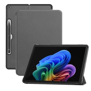 Imagem de Capa para tablet Microsoft Surface Pro de 12 polegadas, capa KONXISA com suporte de três dobras, couro PU premium e capa de adsorção magnética, resistente a arranhões e à prova de choque, cinza
