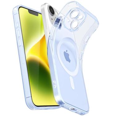 Imagem de Svanove Capa magnética transparente para iPhone 14, compatível com Magsafe Slim Thin Transparent Mag Safe Case para mulheres e meninas, capa feminina de borracha de silicone macia com capa de câmera