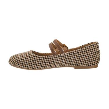 Imagem de Corkys Footwear Sapatilhas de balé Hey Girl Own It, com duas alças delicadas, duas fivelas ajustáveis de strass e palmilhas levemente acolchoadas para uso o dia todo, Black Tan Houndstooth, 37