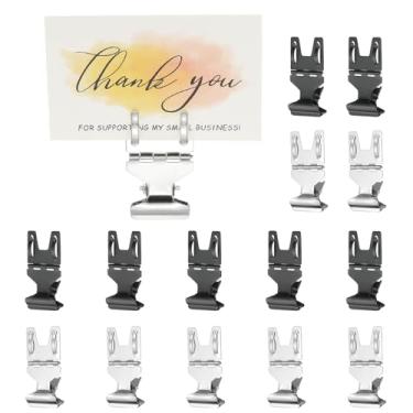 Imagem de PATIKIL 20 peças de clipes de sinalização, clipe de suporte de placa de metal, suporte giratório, suporte para exibição de etiquetas de preço de mercadoria de supermercado, varejo, roupas, preto