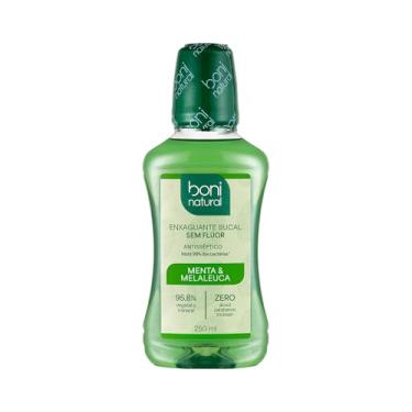 Imagem de Enxaguante Bucal Natural e Vegano, Sem Flúor, Zero Álcool, Sem Parabenos, Menta e Melaleuca, Boni Natural, Verde, 250ml