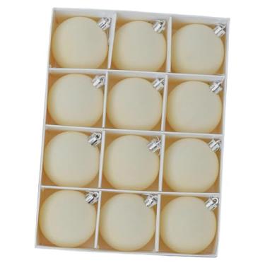 Imagem de IEUDNS Conjunto de 12 bolas de Natal para pendurar na árvore, decoração natalina para casa, ideal para armários, quartos e escritórios, Bege Branco