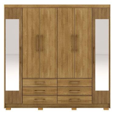 Imagem de Guarda-roupa Casal 6 Portas 6 Gavetas 100% Mdf Espelho Cadence Nature-brisa