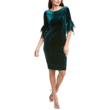 Imagem de Adrianna Papell Vestido curto feminino de veludo com manga de sino, Caçador, 36