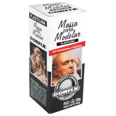 Imagem de Massa Para Modelar Plastilina Corfix 301 Branco 500g, Branco, 301
