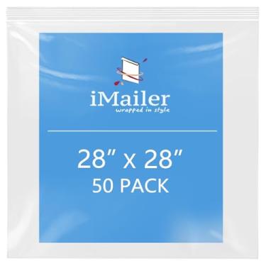 Imagem de iMailer - 71 cm x 71 cm Pacote com 50 - Sacos com zíper resseláveis de 2 mm - Sacos plásticos transparentes com fecho superior para armazenamento, organização, artesanato, viagens