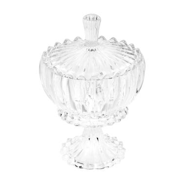 Imagem de Bomboniere Potiche de Cristal C/Pé Geneva Transparente 25x17cm Wolff