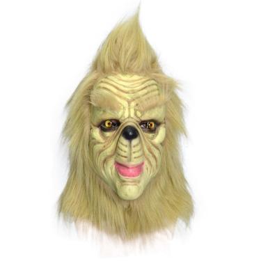 Imagem de Máscara Grinch Headgear Party Full Face com látex de cabelo dourado